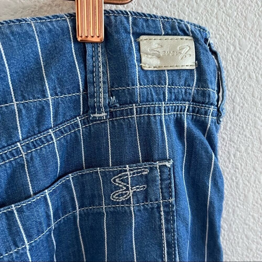 Seven7 Striped Wide Leg Crop Pants Chambray Denim 10 - Picture 6 of 13